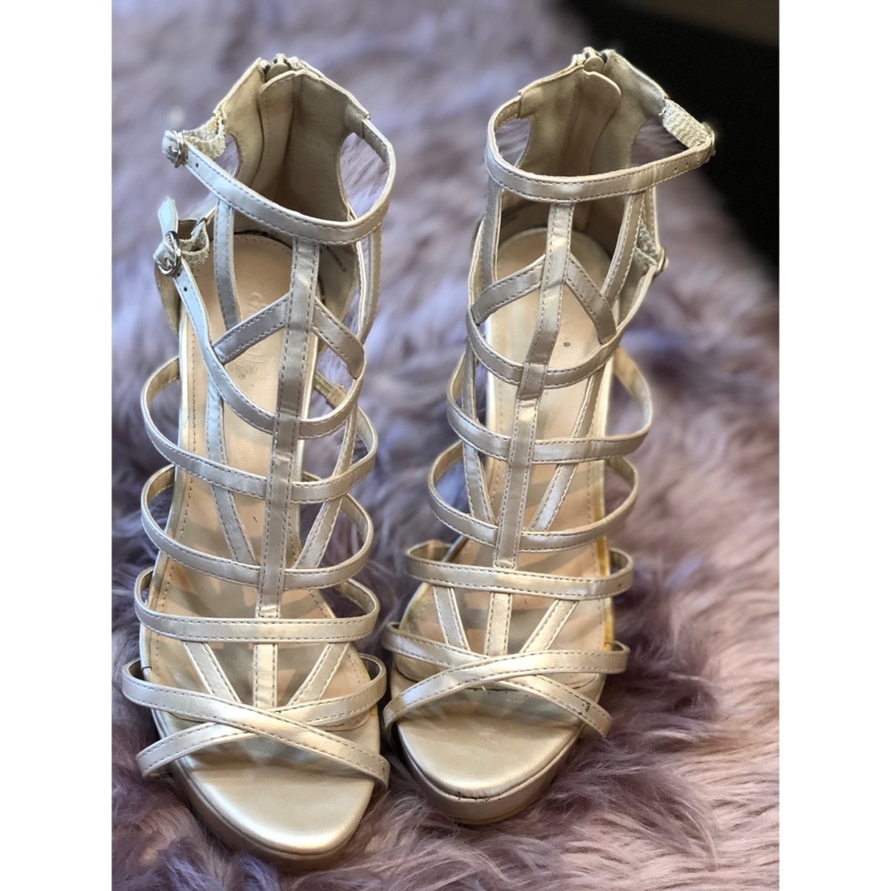 Strapped Champagne High Heels